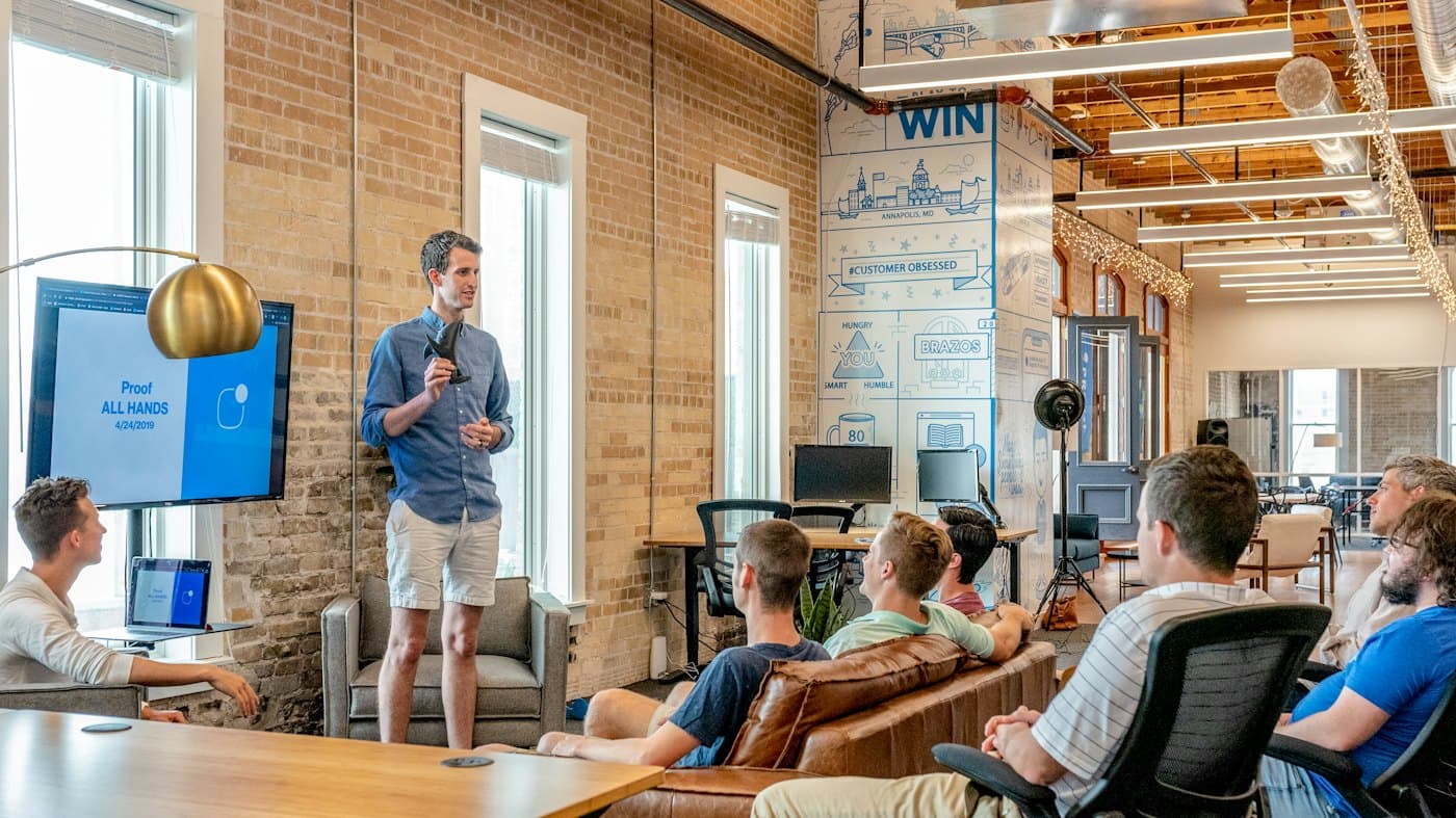 A trainer presenting to a group